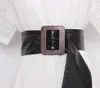 Niet -pin gesp verstelbare taille riem vrouwen zwart zacht patent leer brede korset band brede tailleband riem cinturon mujer 2020 Q061873489