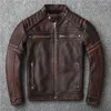 Vestes pour hommes rue européenne haute qualité Amekaji porter des vêtements broderie moto importé veste en cuir de vachette manteau