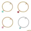 Bracelets de charme Designer Tiffanines Bracelets de charme pour femmes 100% 925 Sterling Sier Gold-plaqué 4 mm Round Perle en forme de coeur ENAM DHIAQ