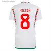 Fãs Tops Tees 2022 Wales Soccer Jersey 22/23 Home Red Allen Bale Ramsey Camisa Equipe Nacional James Wilson Brooks Giggs Away Football Uniform