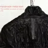 Erkek Ceketler Koyu Avant-Garde tarzı Giysiler Punk Goth El yapımı pileli deri inek derisi erkekler ve erkekler için ceket