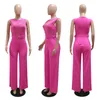 2024 Designer Rhinestone Diamonds Jumpsuits Women Spring Sleeveless Rompers Casual Wide Leg Jumpsuits With Belt One Piece Overalls Wholesale Clothes 10464