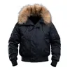 Veste tactique à capuche avec col en fourrure d'hiver pour hommes, pilote volant, bombardier militaire épais, Parka multi-poches pour l'extérieur, N2B 231220