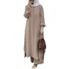 Ethnische Kleidung Ramadan Eid Frauen Islamisches Muslimisches Kleid 2-teiliges Hemd Weites Bein Hose Dubai Abaya Türkei Vintage Blumendruck Kaftan