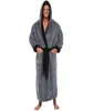 Men039s vêtements de nuit grande taille hiver allongé en peluche châle peignoir Homewear vêtements mâle couleur unie à manches longues Robe manteau Wit6205524