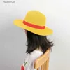 Chapéus de aba larga Chapéus de balde 31/35cm Luffy Straw Hat Cosplay Animation Performance Kids Adults Luffy Straw Cap Summer Sun Acessórios Anime Capsl231221