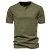 T-shirts pour hommes Couleurs purs à manches courtes décontractées pour les hommes Fashion Summer bouton-bouton d'équipage Pullor Tops pour hommes T-shirt Streetwear