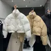 Dames trenchcoats winter Koreaanse stijl witte korte katoenen jas opstaande kraag losse all-match klein brood modetrend