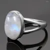 Bagues de cluster 925 Sterling Silver Bague Naturel Moonstone Bijoux Gemstone Vintage Pour Femmes Hommes Filles Cadeau De Luxe