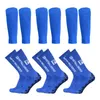 3 par Anti Slip Soccer Socks and Calf Sleeves Set Outdoor Sport Running Stretch Athletic Football with Grips 231220