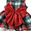 Robes de fille de Noël enfants filles robes belles plaid sans manches rouges gros bowknot robe d'été