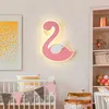Lâmpada de parede quarto infantil Princesa menina coração rosa desenho animado fofo flamingo menina quartel lâmpada de cabeceira de cabeceira decoração de decoração de parede 231221