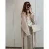 Malhas femininas 2023 Autumn Winter Mulheres longas Cardigans Cardigans fêmeas Knit Casual Casual Casual Ladies Solid Sweater Loose Jaqueta W433