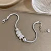 Charm armband rostfritt stål pärlor armband för kvinnor flickor elegant full rhinestone hänge armband vattentäta smycken