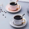 British Style Luxury Marockan Coffee Cup Saucer Spoon Set Ceramic Mug Porcelain Simple Tea Cup Set Kitchen Drinkware 231221