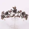 Baroque vintage noire violet cristal perles de mariée Tiaras Crown Pageant Diadem Veil Tiara Wedding Hair Accessories 210701207A