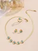 Necklace Earrings Set MANDI Vintage Turquoise Ring Three-piece High Quality 18k Gold Plated Non-fading For Women