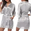 Mulheres sleepwear cetim homewear renda sexy noite roupão de noite robe vestido vestido de casamento lingerie pijamas nightdress mulheres dama de honra