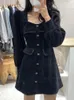 2023 Autumn Fashion Short Party Dres Casual Long Rleeve Elegancki biuro Lady Solid Mini Korean 231221