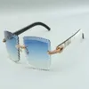 21 Newest style cutting lens luxury designer sunglasses 3524021 natural hybrid buffalo horns medium diamonds glasses size 58-18273o