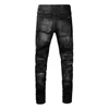 Jeans neri invecchiati con lettera di trapano a caldo stile americano High Street 8823 Fccc1