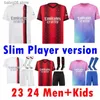 ファントップスTEES 2023 2024ミラーンサッカージャージーイブラヒモビッチジルーピュトナリシャツロマニョーリラファリーオG.CASTILLEJO REIJNDERS LOFTUS-CHEEKフットボールユニフォーム