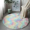 Regenbogen farbenfrohe weiche flauschige Teppiche Mädchen rund haarig Teppich für Schlafzimmer Dekoration Teppich Shaggy Bettmatte Prinzessin Style 231221