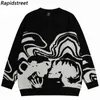 Heren truien vintage gebreide truien streetwear y2k grunge hiphop schedel skelet jumpers mannen harajuku casual punk gothic pullover unisex j231220