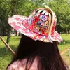 Breda rand hattar hink hattar kvinnor vikande fläkt hatt bambu silkes vikbar bred grim hatt sommar bärbar rese strand solskyddsmedel solskydd smycken presentl231221