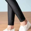 Leggings da donna Lady Black Shine Pantaloni skinny fitness casual da donna a lunghezza intera Piede passo femminile lungo