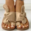 Chinelos femininos diariamente praia verão bowknot salto plano dedo do pé redondo doce sandálias ortopédicas bunion sapatos corkys mujer