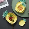 Plates European Creative Cute Ceramic Pineapple Shape Dessert Rice Bowl Fruit Dish Dinner Home Steak Snack Plate Dinnerware