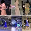 Stage Wear Sexy Long Sleeve Latin Dance Dress Women Rhinestones Samba Dresses Ballroom Competition Performance Skirts Stretch Fabric