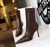 Sandaler Style Fashion Simple Thin Heel High Shallow Mouth Pointed Sexy Nightclub Slim Short Boots Women's Boots