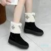 Kvinnor Designer Wool Snow Boots French Brand Fashion Crystal Letter Sign Ladies Boot