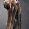 Vintermän imitation Raccoon pälsrock mink varma kläder cool och fashionabla avslappnad lång krage jacka 231220