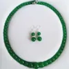 6-14 mm jade verde naturalny de perlas kołnierz pendientes congounto de Joyas 18242p