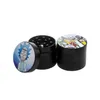 Molilla negra de dibujos animados 40 mm de tabaco cortador de 4 capas critera de hierbas coloridas manos de aleación de zinc accesorios de humo qvogd
