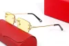 Дизайнерские женские солнцезащитные очки Мужские прямоугольные линзы Безрамные Простые модные повседневные изделия высшего качества с оригинальной коробкой и зеркальным футляром Лучший подарок на День Святого Валентина