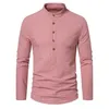 Herren-Freizeithemden, personalisiertes Button-up-Oberteil, gestreift, Slim-Fit-Business-Hemd mit Stehkragen, langärmlig, atmungsaktiv, formell für den Herbst