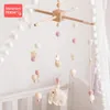 1Pc Baby Wooden Teether Bed Bell Beech Rodent Pendant Wool Ball Rattle Kids Room Bed Hanging Decor born Educational Toy Gifts 231221