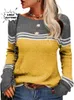 2023 Kobiety jesienne zimowe dopasowanie koloru pullover okrągła szyja Slim Fit Knited Top Casual Elegancki sweter 231220