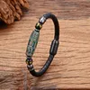 Bracelets de charme Bracelet ovale Tibetan Dzi Bracelet en pierre naturelle pour homme accessoires en cuir