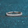 Cluster Rings TKJ 925 Sterling Silver Double Row Pave Moissanite Ring Women's Bridal Charm Proposal Jewellery Gift