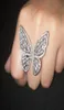 Ocesrio zircon Silver Butterfly Ring Luxury Cubic Zirconia Fancy女性のための大きなリング