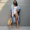 Women's Swimwear 2023 Beach Wear Summer Sales Cover Ups For Women Print Swimsuit Cape Dress Oversized Long Cardigan Kimono Belt