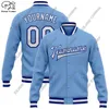 Impression 3D nom personnalisé veste bleue lettrage coloré complet Snap unisexe cadeau d'équipe arrivée d'hiver 231220