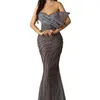 Glitter Sequined Prom Dresses Floor Length Sleeveless Saudi Arabic Women Mermaid Evening Gowns Custom Made