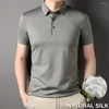 Herren-Poloshirts, 13,5 % Modal, 1,8 % Seide, kühles und bequemes Poloshirt für Herren, kurze Ärmel, knitterfrei, Marken-Business-Poloshirt für Herren, hohe Qualität