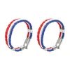 Charm Bracelets 2X France French Flag Bracelet For Men's And Ladies' Leather Alloy White Red-Blue (Width 14 Mm Length 20 Cm)